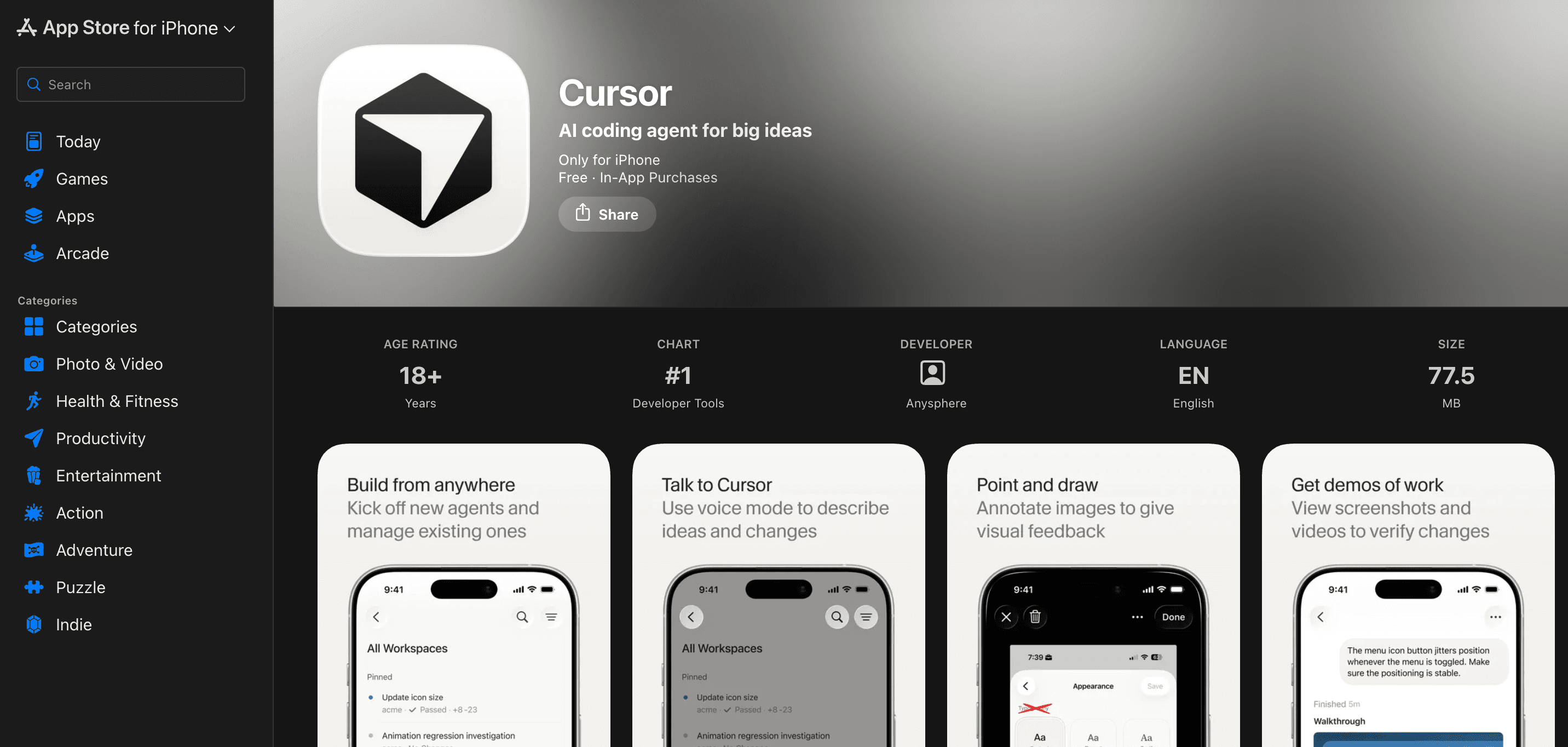 Cursor lanza su aplicación oficial para iOS en beta pública