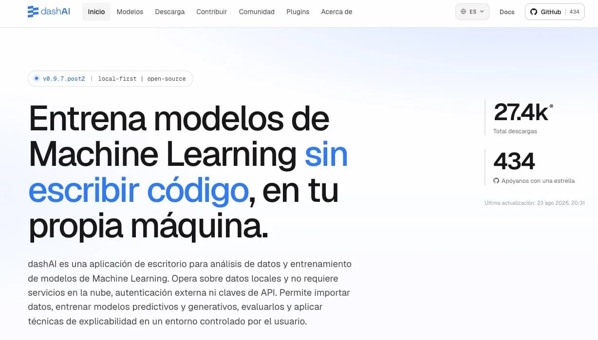 dashAI: entrena modelos de Machine Learning sin escribir código, en tu propia máquina — la workbench open source chilena