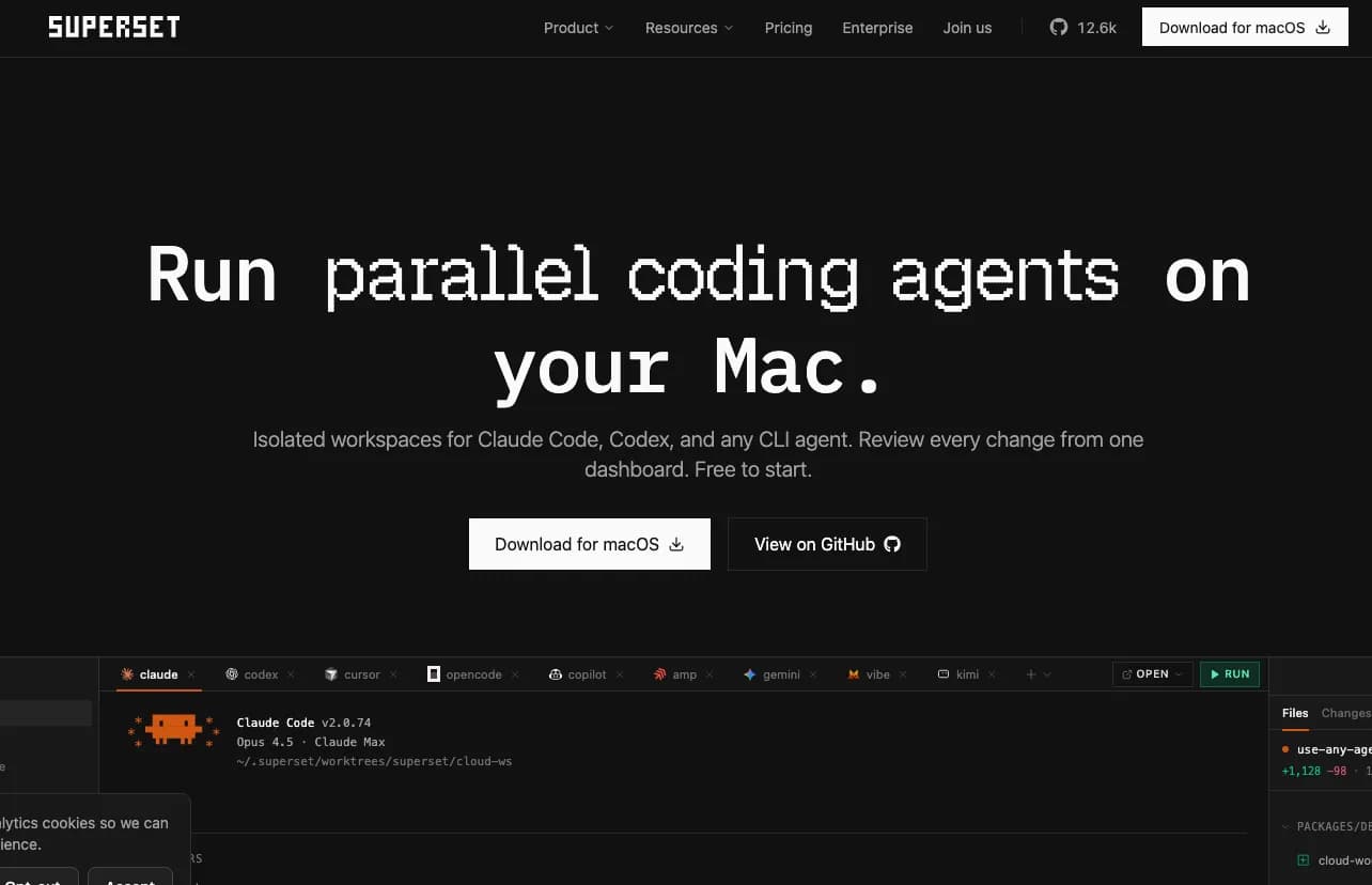 Superset.sh: cómo correr múltiples agentes de coding en paralelo (Claude Code, Codex, OpenCode, Kimi y más)